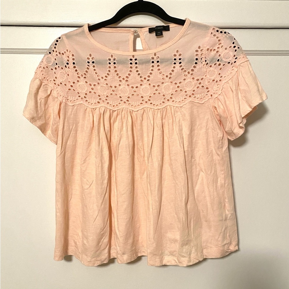 J. Crew Pink Eyelet Blouse